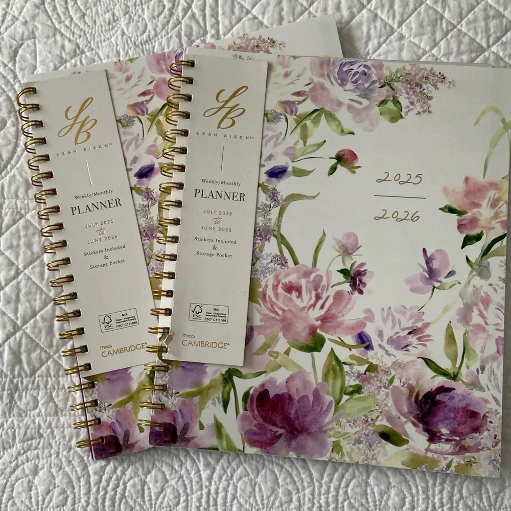 Leah Bish 2026 Academic Planners Weekly Monthly Floral Set of 2 NEW